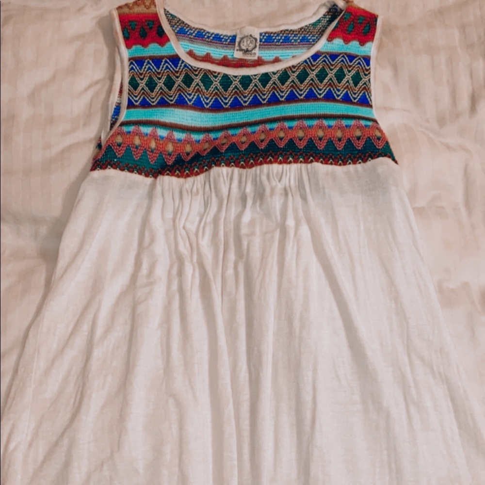 Sun and Moon white detailed tank top